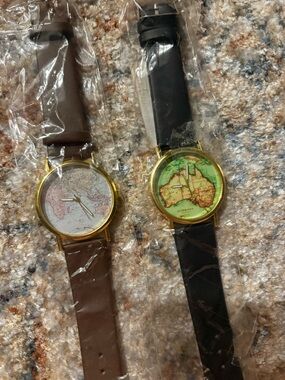 Cool Unique Map Watches Two for the Price of One - Brand New!